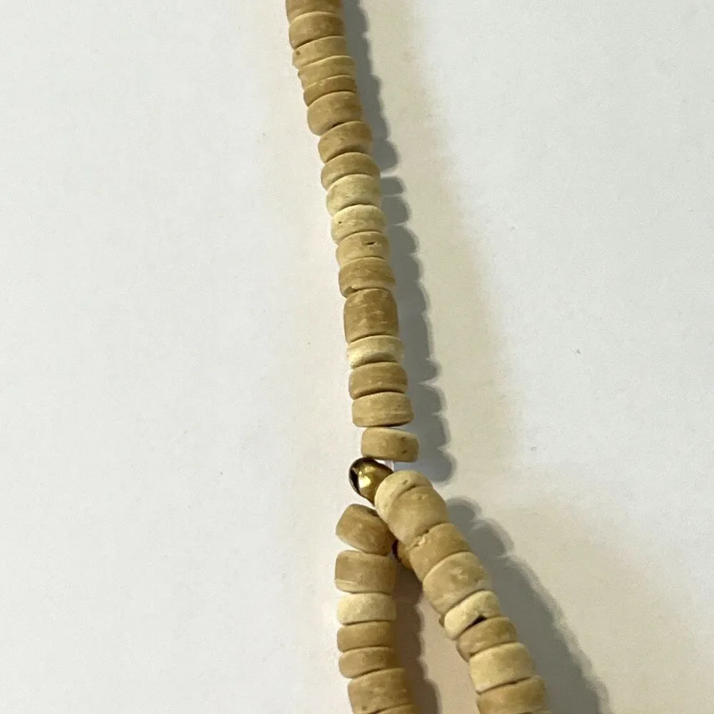 VTG Zebra Necklace Bovine Bone Hand-Carved Painted Safari Beaded Multi-Strand